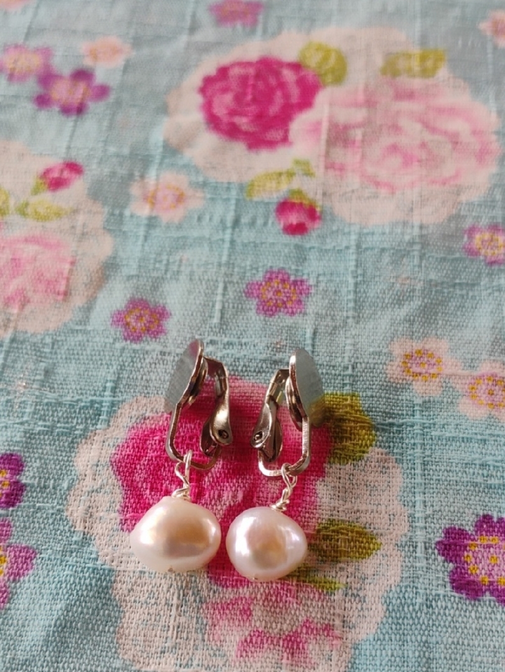 Classic Silver Clip-On Baroque Pearl Drop Earrings